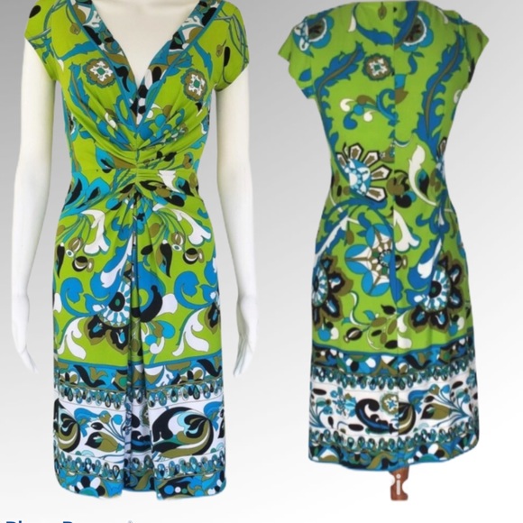 Muse Dresses & Skirts - Muse Printed lime Green Paisley sheath Dress Sz 6